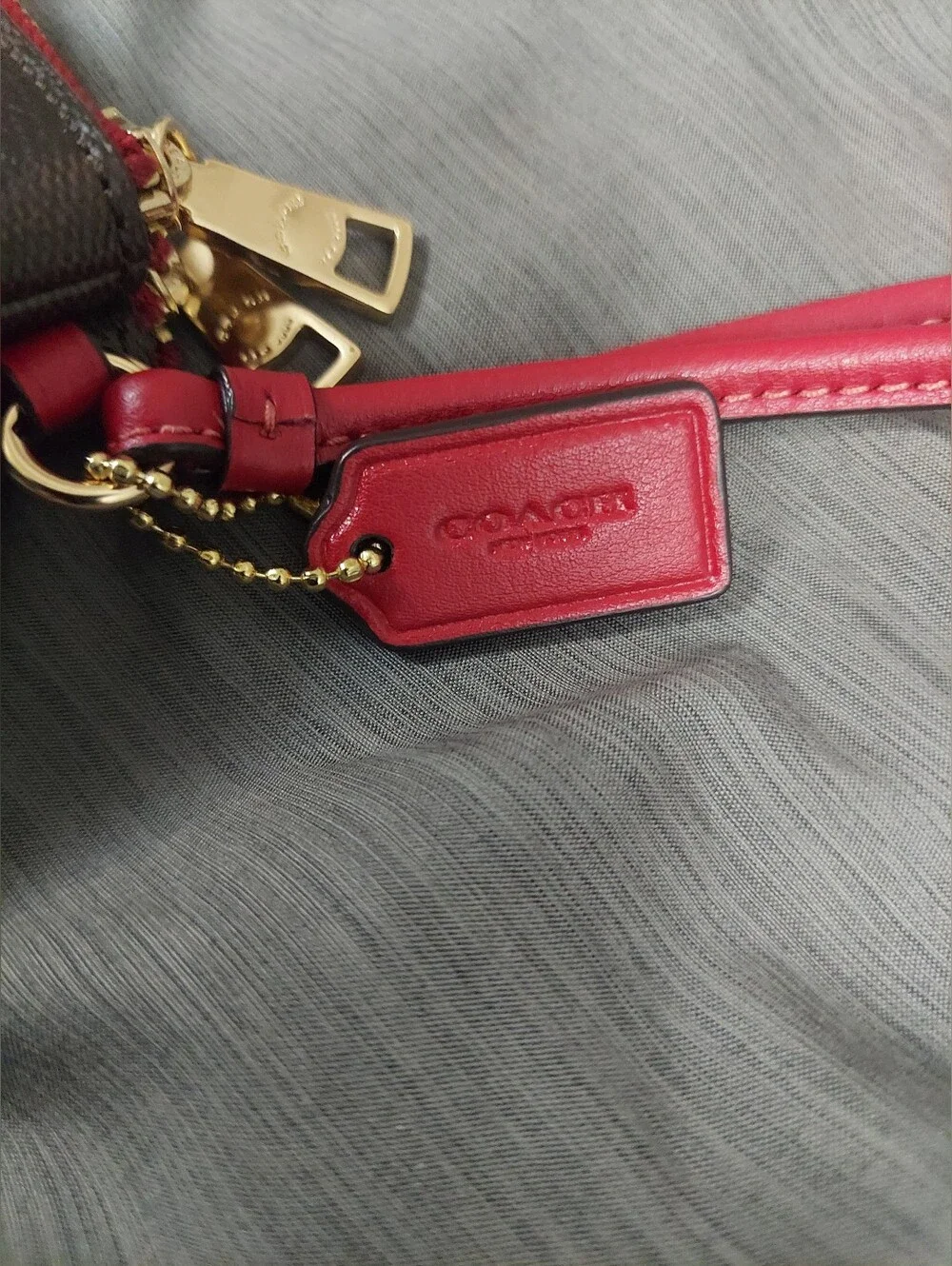 Coach double zip coated canvas signature Wallet/wristlet
